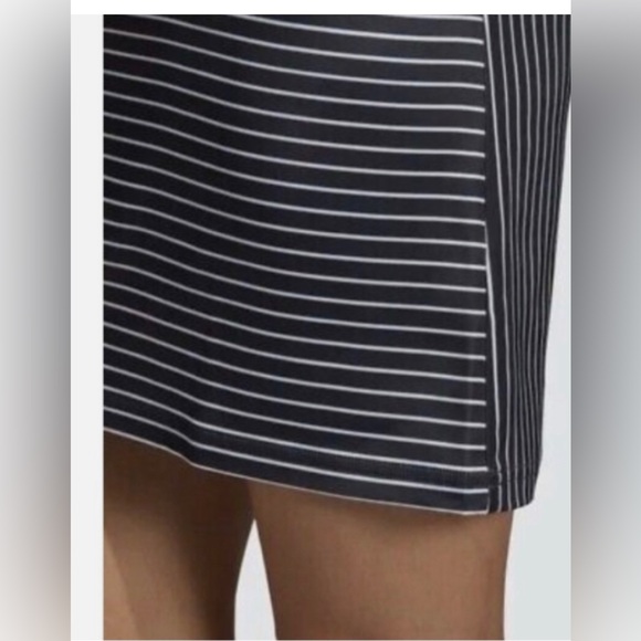 ✨⚡️💥Adidas Trefoil Originals Satin Black White Striped Tee Dress - Picture 3 of 15